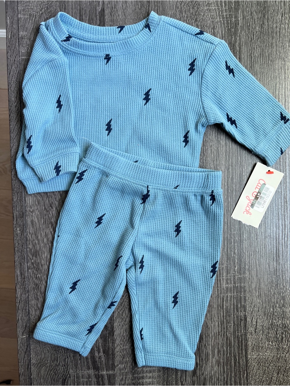 ⚡️ Cat & Jack Newborn Blue Waffle Knit Lightning Bolt Set
